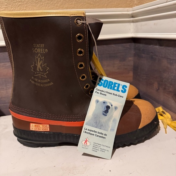 VTG 80’s Sorel Kaufman Sentry STEEL TOE Made in Canada Boots Wool Liner Men 9 main image 5